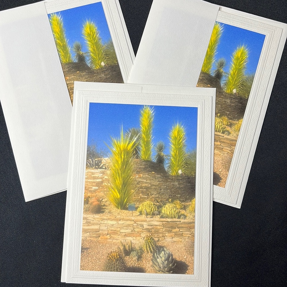 Set of 3 Hand crafted greeting cards with envelopes. Blank inside